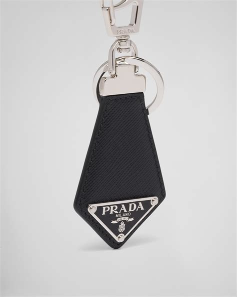 carabiner prada|Black Saffiano Leather Keychain .